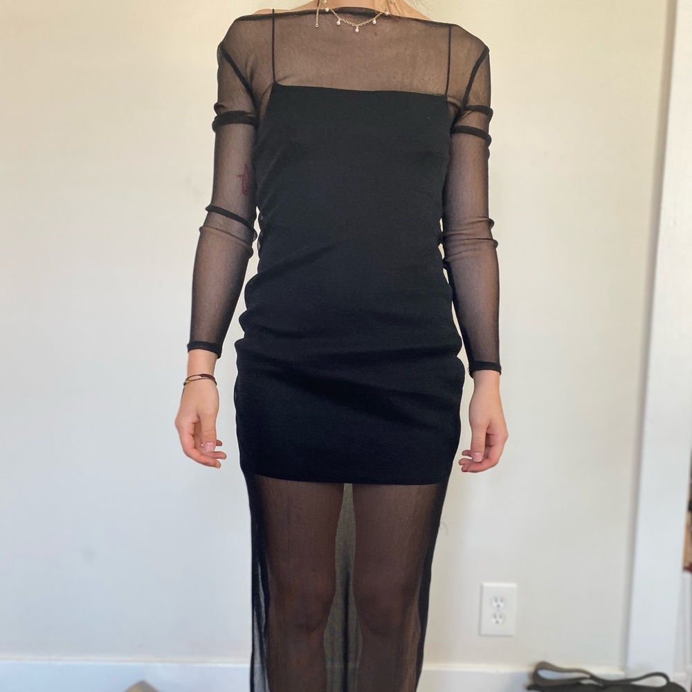sheer black stretchy slip